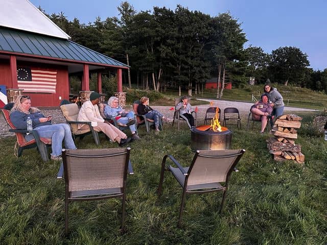 tn women at camfire during veterans retreat